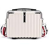 Duleylv Mini maleta rígida para maquillaje, bolsa de maquillaje de viaje, maleta, portátil, con correa para el hombro para mujer, Blanco (Whie)