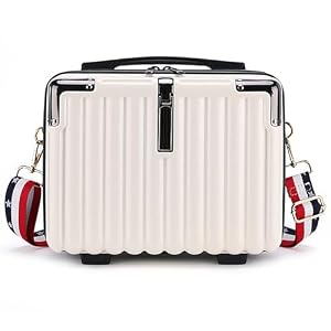Duleylv Duleylv Mini-Koffer, Hartschale, Make-up-Tasche, Reise-Kosmetikkoffer, tragbar, mit Schultergurt, für Damen, Whie, 31 x 25 x 17 cm/12,2 x 9,8 x 6,69 inch, Minimalistisch
