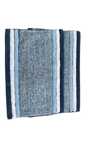 Image of My Home Cotton Door Bath Mat Super Soft Non Slip Mats for Bathroom, Door,Large, Pack of 2 (Blue Luxury)