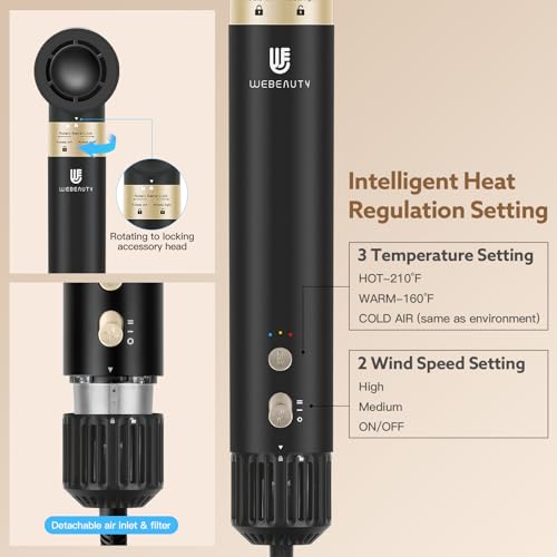 Image of Hot Air Brush Hair Styler, 6 in 1 Hair Dryer Brush Auto Wrap Curlers Frizz-Free Styling Tool for All Hair Types Fast Drying, Curling, Smoothing, Volumizing & Straightening with Travel Storage Case