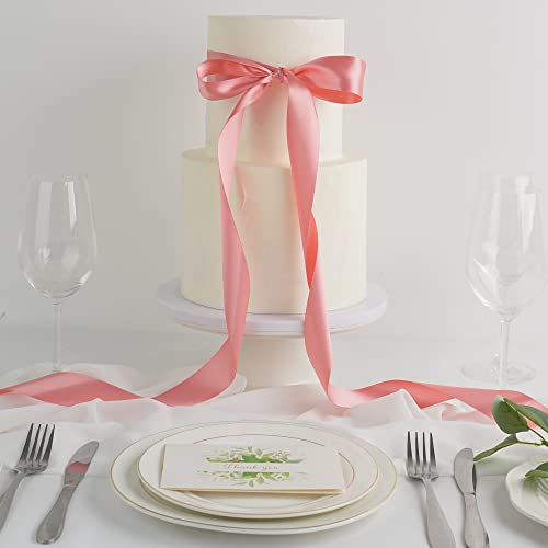 Meedee Blush Satin Ribbon 1-1/2 Inch Blush Pink Ribbon Lux Satin Double Faced Satin Ribbon By 50 Yards Polyester Satin Ribbon For Crafts, Satin Weddings, Flower Bouquet, Holiday Decorating #TOP3