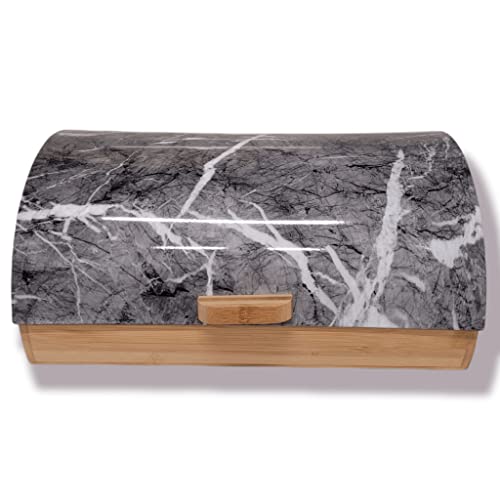edenberg blanc marbré Boîte à Pain I marbré couvercle en metal conservation bambou pour Une fraîcheur Durable I Couvercle en Bambou de Haute qualité Cover