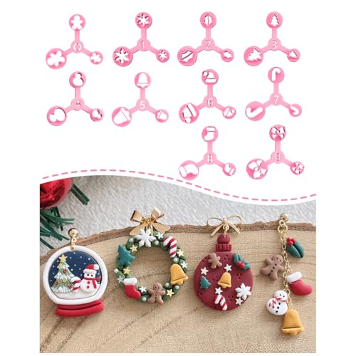 Keoker Mini Polymer Clay Cutters Christmas 10 Shapes Christmas Clay Cutters for Polymer Clay Jewelry 3 Sizes(Micro. Mini Small) Decoration to Make Winter Earrings