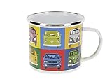 BRISA VW Collection - Volkswagen große Emaille Kaffee-Tee-Cappuccino-Tasse-Becher-Haferl Mug für Camping & Outdoor T1-T3 Bus (500 ml/Multicolor/Bunt)