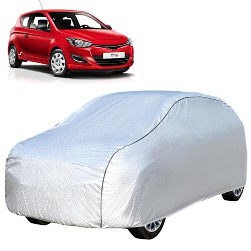 Image of Allextreme Car Body Cover for Honda City All Models & Years 100% Waterproof Triple Stitched with Mirror Pockets Full Bottom Elastic Dustproof Heat & UV Resistant Full Body Protection (Silver)