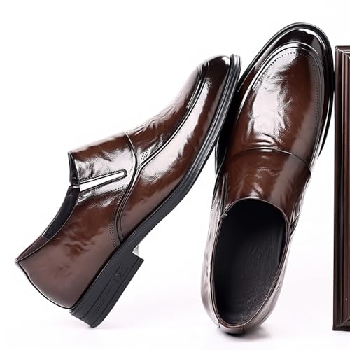 YZABEL Men's Leather Low Heel Business Dress Shoes Fashion Pointed Toe Strap Buckle Business Meeting Office Work Shoes3