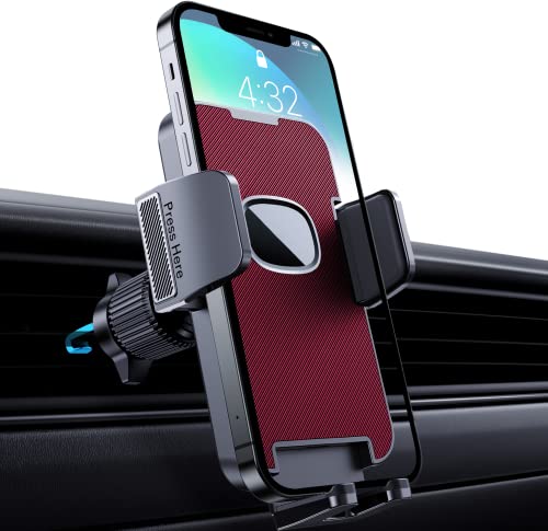 Support Téléphone Voiture [Clip de Qualité Militaire] Porte Téléphone Voiture Rotatif à 360 Degrés pour Grille D'aération de Voiture Support Smartphone GPS Voiture pour Smartphone iPhone Android (Red) Cover