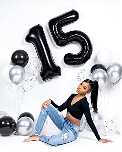 Image of 1 Balloon Numbers Birthday Decorations, 40In Black Balloons for Men Women | Eye-catching Appearance, Perfect Decorative Centerpieces, Convenient Self-sealing Structure, Widely for Various Occasions