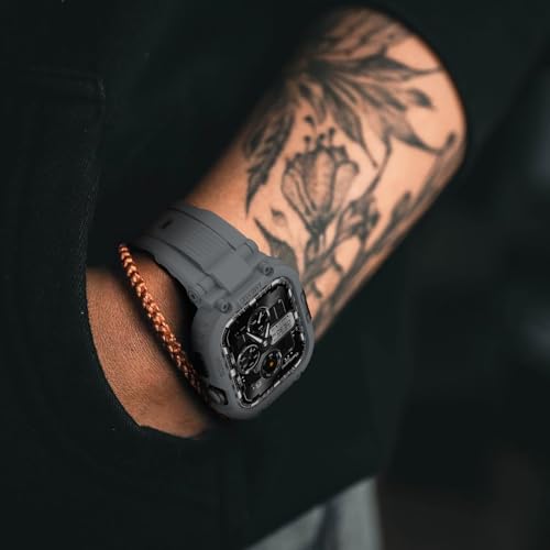 Image of amBand Compatible with Apple Watch Series 11 /10 42mm Bands Case for Men Women, M1 Sport Rugged Heavy Duty Protective Cover Tactical Strap Military Protector Bumper for iWatch Accessories - Gray