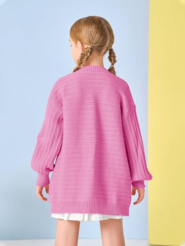 Image of Haloumoning Kids Girls Open Front Cardigan Sweaters Long Sleeve Cable Knit Fashion Clothes with Pockets 5-14 Years