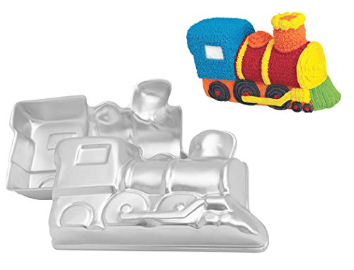 WJSYSHOP 11 Inch locomotive Train Engine Shaped Aluminum 3D Cake Mold Baking Mould Tin Cake Pan - locomotive
