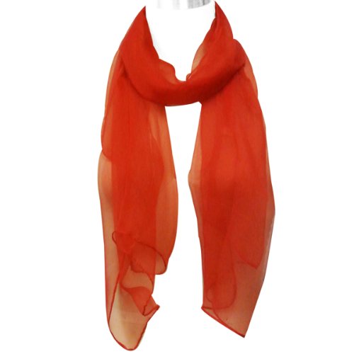 Wrapables Solid Color Silk Long Scarf, Red4