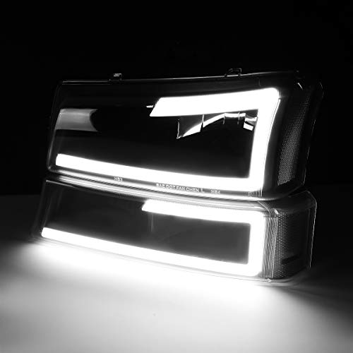 Dna Motoring Hl-Lb-Csil03-Bk-Cl1 Black Housing 3D Led Drl Headlight Bumper Lamp Set Compatible With 03-07 Silverado #TOP2