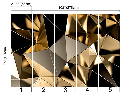 Bormia 3D Wallpaper Modern Luxury Gold Irregular Geometry Wall Murals Rhombus Large Wall Paper For Living Room Bedroom Dynamic Bar Ktv Backdrop(Not Peel N' Stick) #TOP3