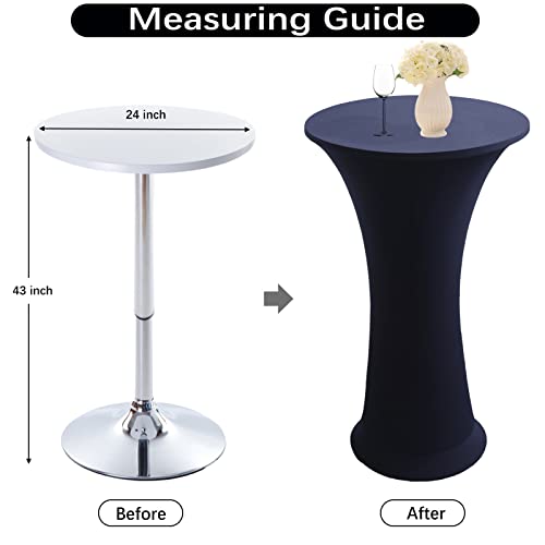 Image of Cocktail Table Covers - 2 Pack 24 inchx43 inch Fitted Highboy Table Cloth - Navy