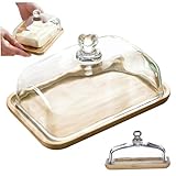 Glass Butter Dish with Lid 7x4in Multi-functional Clear Square Butter Dish with Lid...