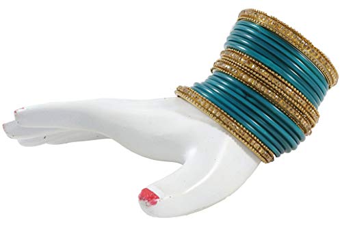 Image of NMII Glass With Zircon Gemstone Studded Worked and Ball Chain Or Plane Gloosy Finished Bangles Set For Women and Girls