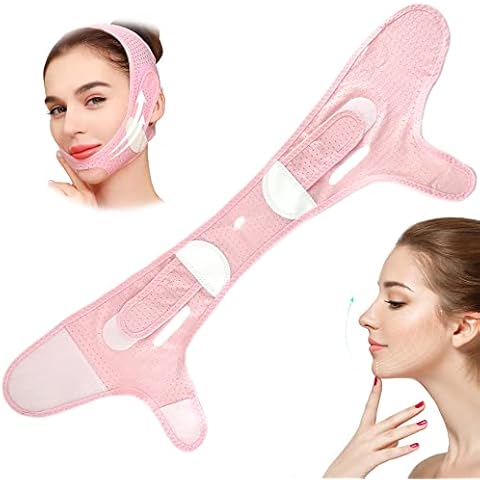Tamseen Facial Slimming Strap, Double Chin Reducer- Face Lifting Slimming Belt, Exerciser Jaw V Line Lifting Up Bandage Patch, Keep Young Eliminates Sagging Skin Lifting Firming, Tightens Jawline-Pink Cover