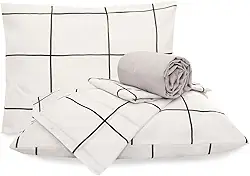 Jogo De Lençol Queen 4 Peças Grid Algodão, Branco, Marina Enxovais, Duplo, Classic