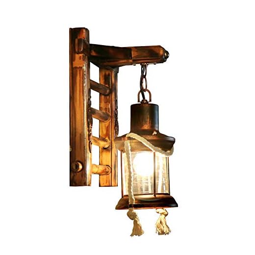 Bois Massif Rétro Lumières Rustique Applique Murale Salon Applique Chambre Mur Créatif Couloir Bar Café Lanterne Vintage Verre Escalier En Bois Design Appliques Murales Aucune Source De Lumière