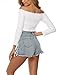 PRETTODAY Women's Sexy Off Shoulder Crop Tops 10 Colors Summer Long Sleeves Casual Slim Tees White Small