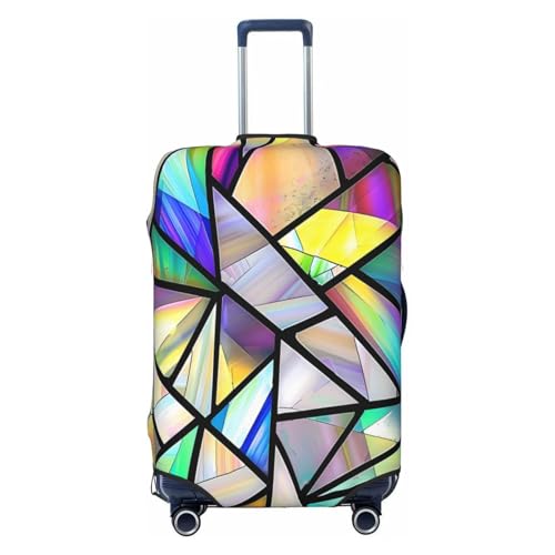 Geometric Iridescent Triangles Pattern Luggage Cover Elastic Travel Suitcase Covers, Anti Scratch Dust Proof Baggage Covers, Fits 22-24 inch Suitcases