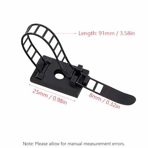 50PCS Ajustables Clips Adhesivos para Gestión de Cables, Correas de Nylon Negras para Sujetar Cables, Organizadores de Clips con Cinta Adhesiva Fuerte para Fijación Sólida en Hogar y Oficina miniatura 2