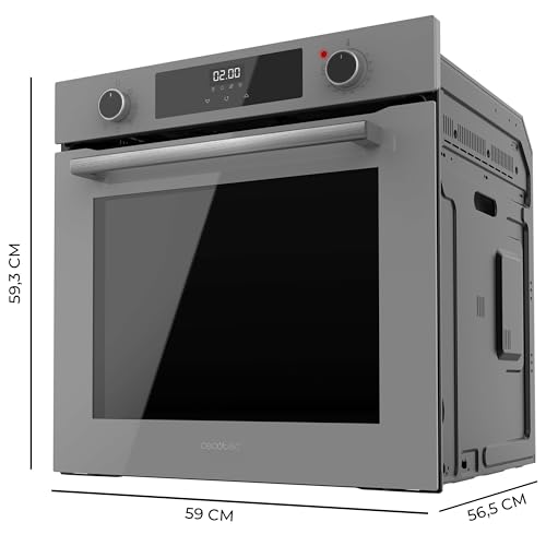Cecotec Bolero Hexa M226000 Multifunktionsofen, integrierbar, 60 cm, Glass Grey A. 2800 W, 72 l, 7 Funktionen, Grillmodus, Fan Assisted Grill, Konvektionsmodus, Defrost, Steam Base X2, Steam EasyClean