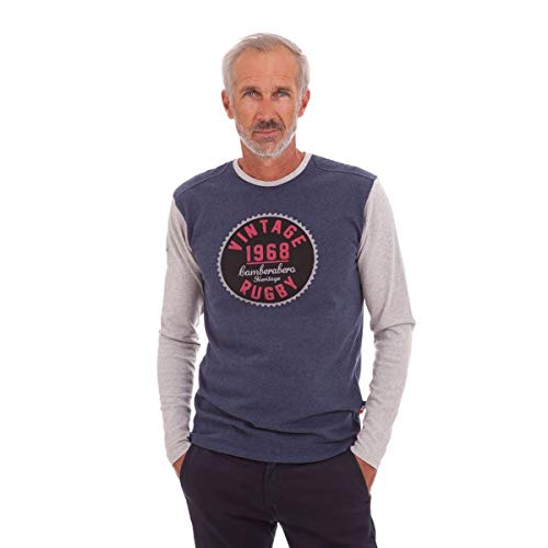 Tee-shirt manches longues jersey chiné basique col rond décontracté pour homme