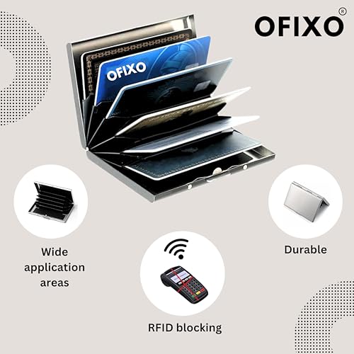 Image of OFIXO Credit Card Holder Protector Stainless Steel Credit Card Wallet Slim Metal Credit Card Case for Men and Women (MT-Silve)