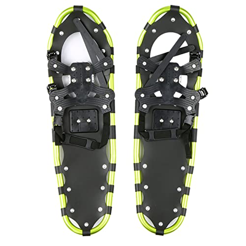 Lixada Aluminum Snow Shoes with Adjustable Poles, Comfortable Fit with Adjustable Straps for Men and Women for Hiking and Snow Activities (19inch)