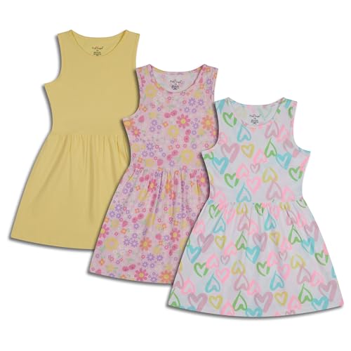 Image of Pink Angel 3-Pack Girls' Dresses, Kids Casual Fit and Flare Sleeveless Summer Dress & School Outfit, 100% Cotton