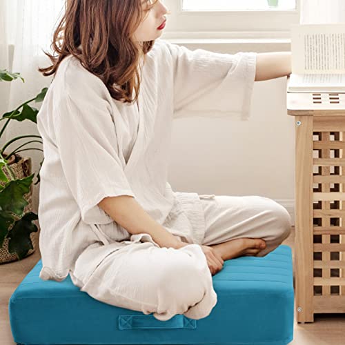 Memorecool Square Floor Pillow Seating For Adults Kids, Large Meditation Cushion Floor Pillow With Thick Foam & Soft Tufted Cover, Washable Big Pillow Seat Floor Cushion For Sitting Yoga 22" Blue #TOP5