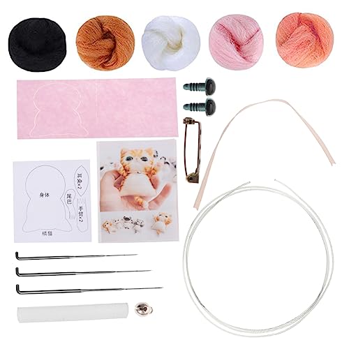 DOITOOL Handmade Cat Brooch Kit DIY Wool Felt Crafts for Beginners Orange Cat Needlecrafts Felting Kits Fun Crafting Activity for Develop Patience and Creativity