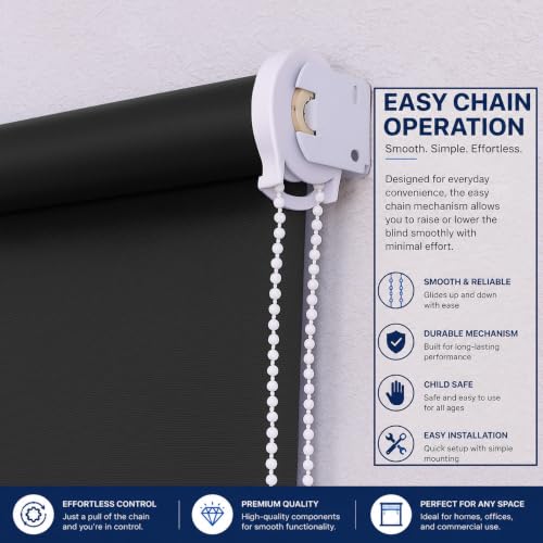 Image of 100% Blackout Roller Blind for Windows|Room Darkening & Privacy Protection Window Shade Blinds|Home, Bedroom, Living Room & Office|Black, 2.5X9 Feet, Pack of 1