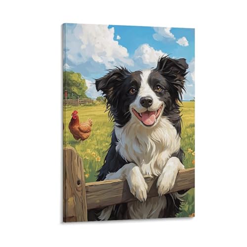 Toile Border Collie pour salon : déco murale moderne 40x60 cm