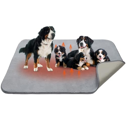 Image of Homimp Self Warming reusable dog training pads,Non-Slip Washable Pee Pads for Dogs, Fast Absorbent Pet Whelping Pads, Ideal for Puppy Senior Dog Whelping, Incontinence, Housebreak, Crate,59x40in, Gray