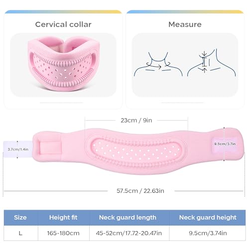 Yirochan Neck Brace for Neck Pain and Support - Silicone Foam Cervicorrect Neck Brace, Adjustable Neck Support Brace Breathable Cervical Collar for Sleeping Relieving Spinal Pain and Pressure (Pink)