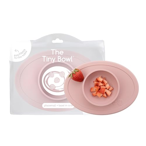 Image of ezpz Tiny Bowl (Blush) - Silicone Suction Placemat + Bowl for Infants - 6 months+ - Baby Led Weaning Supplies - Fits All Highchair Trays