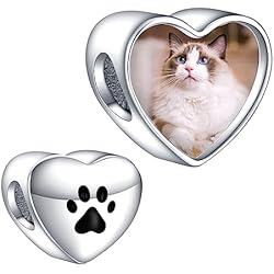 Pulseras Y Collares Personalizados LaMenars Personalized Photo Charms Impresión de garras cuentas de plata esterlina personalizadas imágenes pulseras y collares para mujeres de corazón de perro y gato regalos para niñas