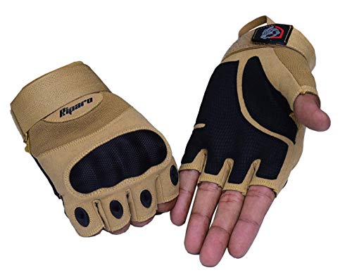 Riparo Tactical Touchscreen Gloves Military Shooting Hunting Rubber Outdoor Gloves (X-Large, Sand Fingerless)