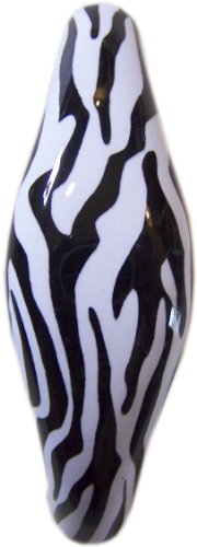 Set of 2 Zebra Animal Print Ceramic Cabinet Drawer Pull Handles