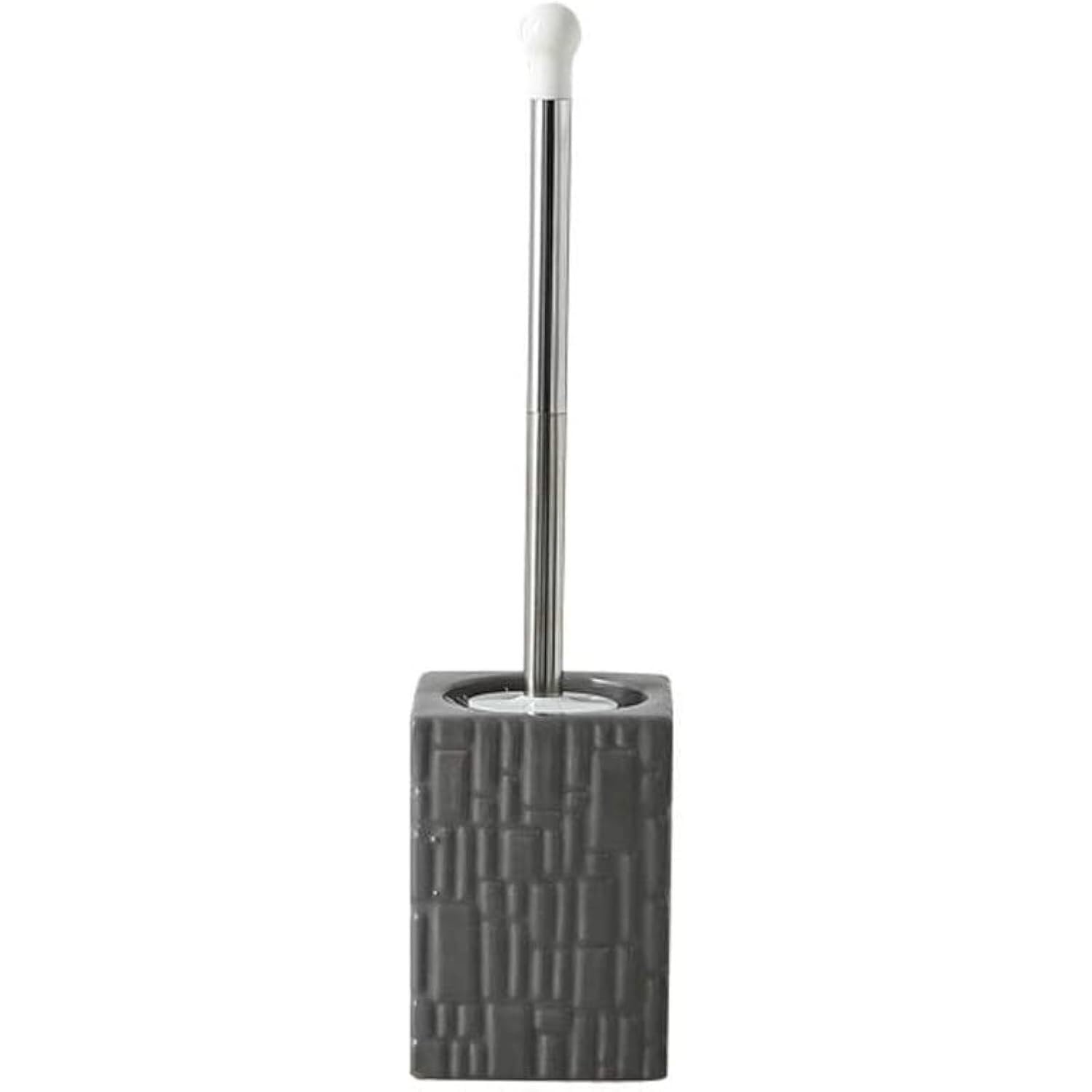Tyuhduyur Grey Ceramic Toilet Brush And Holder Set, Creative Deep-Cleaning Toilet Bowl Brush With Detachable Head, Black Round Design For Bathroom(Gray,Square) (Gray Square)