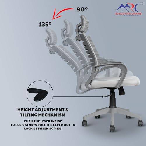 Image of MRC Boom Mesh High-Back Ergonomic Desk Office Chair with 3 Years Warranty & DIY Assembly | Tilting Mechanism,Comfortable Seat and Revolving Nylon Base |Ideal for Work from Home (Grey)