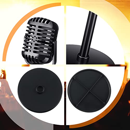 Image of Zubebe 4 Pcs Retro Vintage Microphone Props Halloween Fake Microphone Plastic Pretend Mic for Podcast Event Rock and Roll Hip Hop Music Movie Theater Birthday Jazz Party Decor(Black)