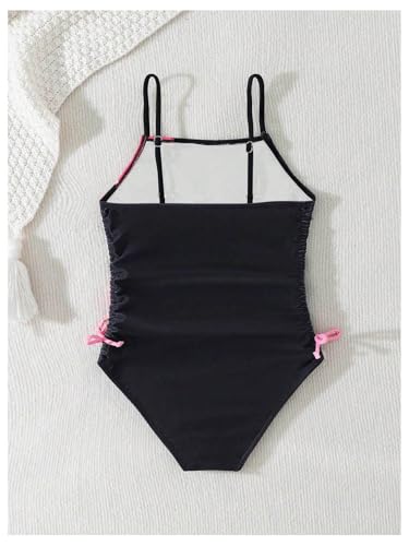 Image of Milumia Girl's Floral One Piece Swimsuit Bow Tie Side Spaghetti Strap Bathing Suit
