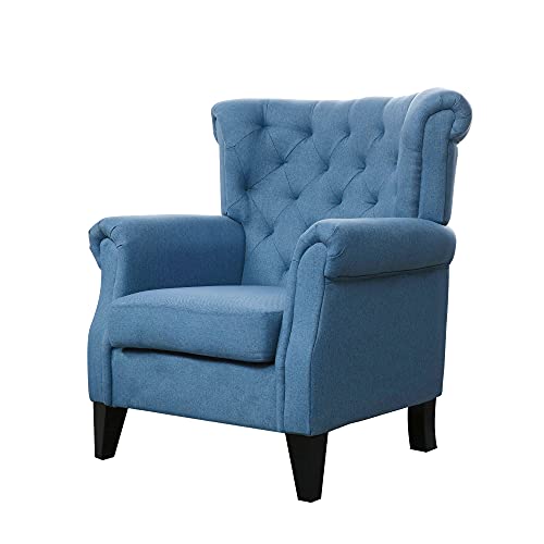 Lokatse Home Accent Chair Modern Club Armchair Indoor Furniture Comfy Upholstered Single Sofa For Living Room, Bedroom, Blue #TOP6
