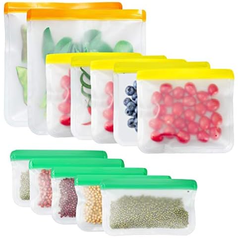 12 pieces food bags, reusable, kitchen sandwich bags, freezer bags, kitchen storage bags, versatile preservation bag, storage bag for food, ziplock bag Cover