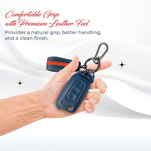 Image of keyzone royal leather key cover for Tata Curvv, Nexon, Harrier, Altroz, Punch, Safari, Tigor, Tiago, Zest, Bolt 3 button flip key