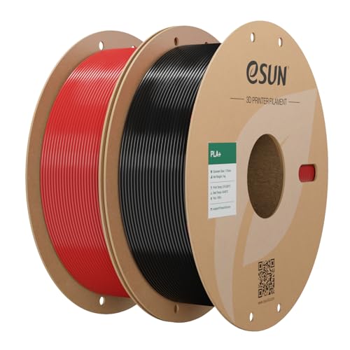 Image of eSUN PLA+ Filament 1.75mm, 3D Printer Filament 1kg Cardboard Spool(2.2lbs) PLA Plus Filament, Fits for Most FDM 3D Printers (Fire Engine Red+Black)